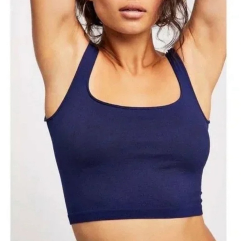 FREE PEOPLE NWT Scoop Neck Cropped Tank Top Navy Size XS/S